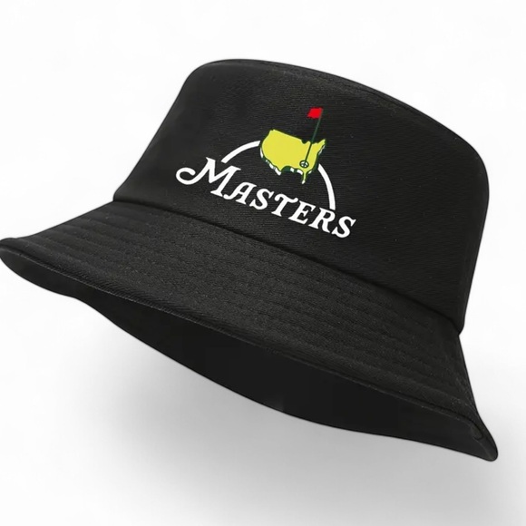 Bucket Hat Masters Golf Logo Cotton Adult Unisex Men Black Multicolor One Size - Picture 1 of 16